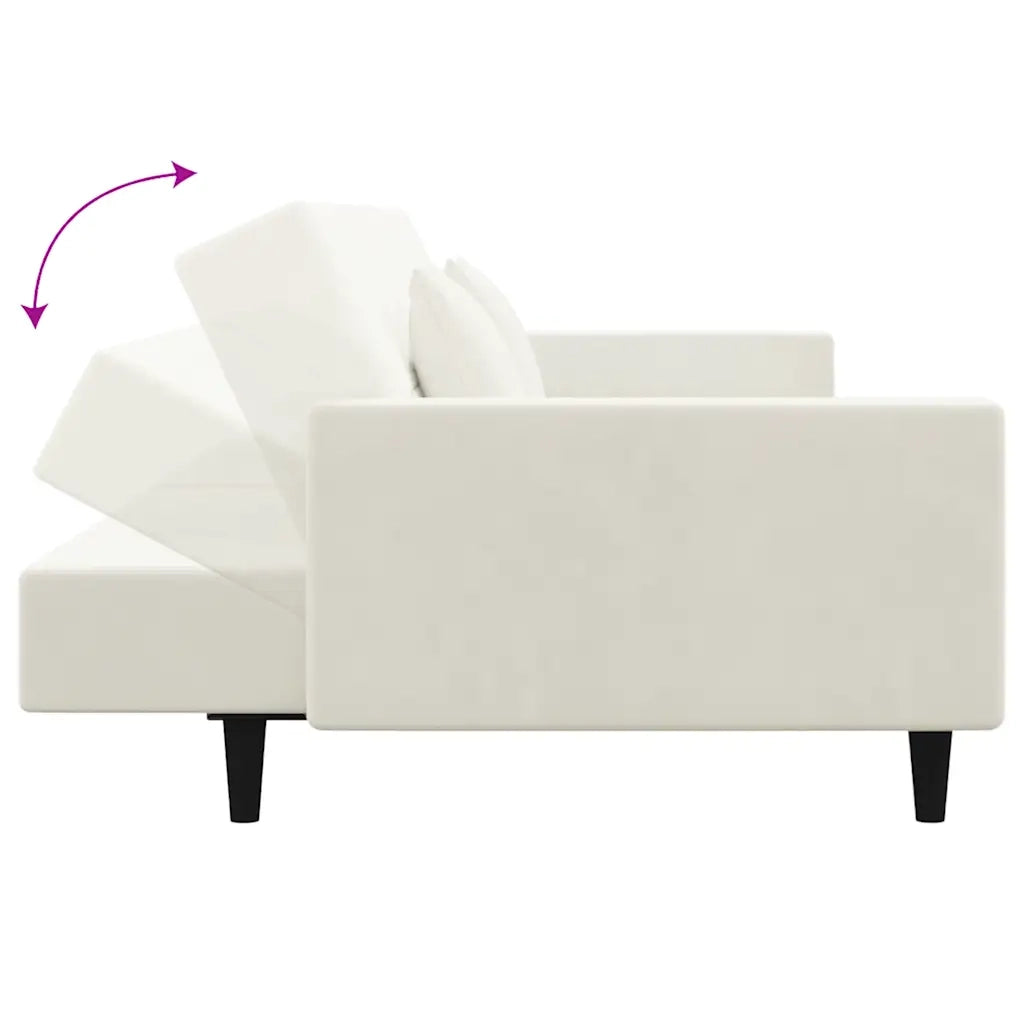 Divano letto | Sof¨¤ letto | Letto singolo a 2 Posti con 2 Cuscini Crema in Velluto