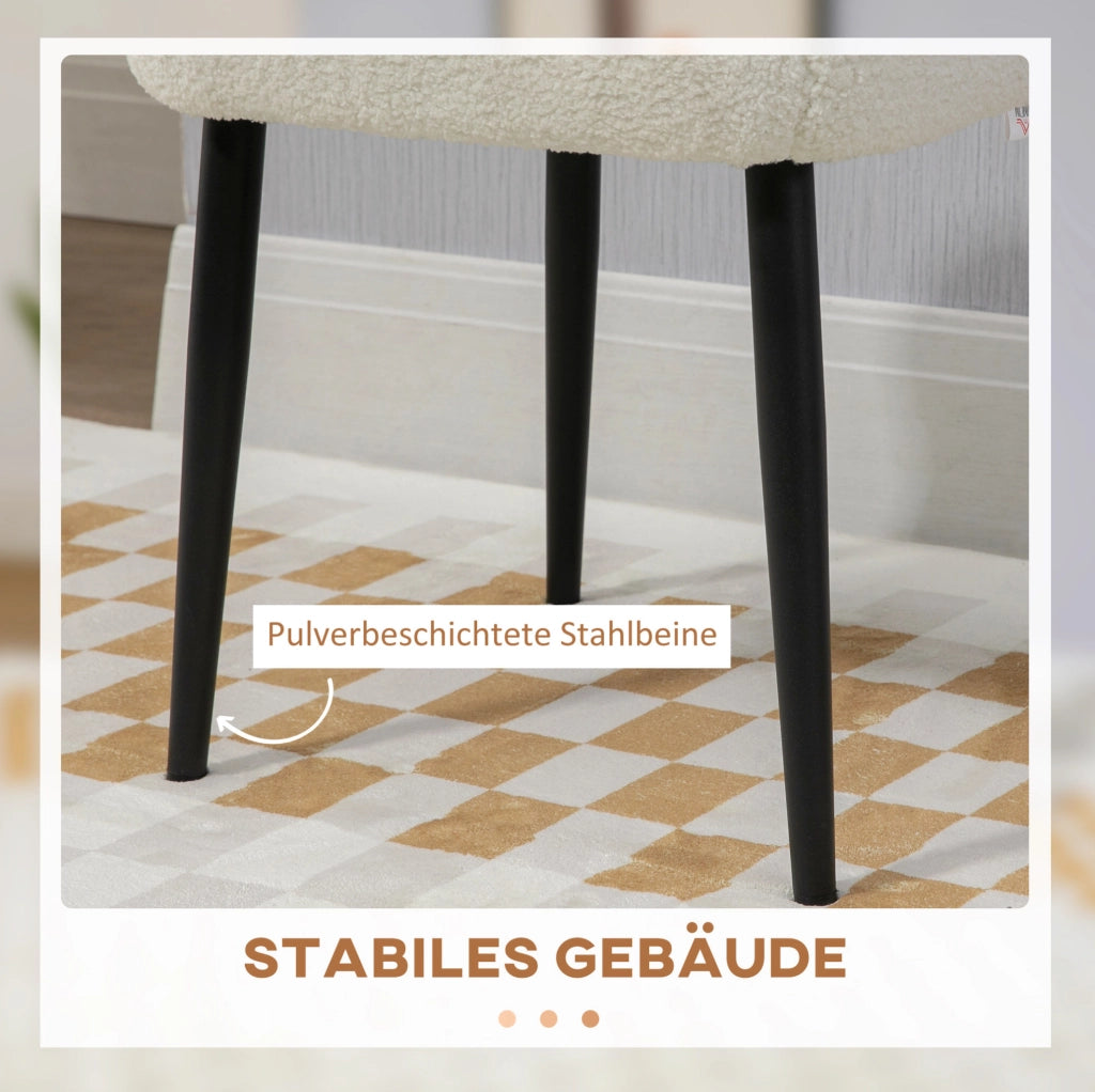 Pouf quadrato in tessuto effetto cashmere con gambe in acciaio crema 42x42x47 cm