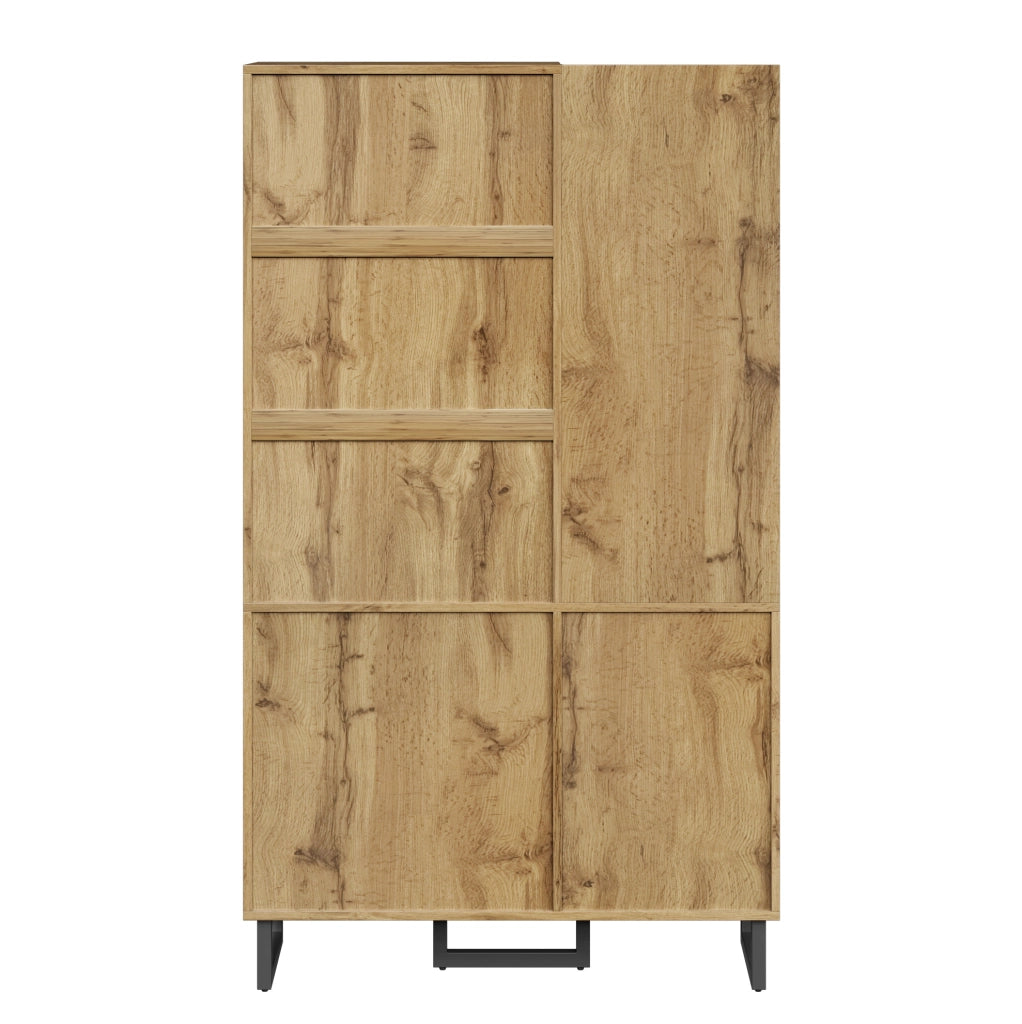 Guardaroba da ingresso compatto 110x186x38 cm nero e legno