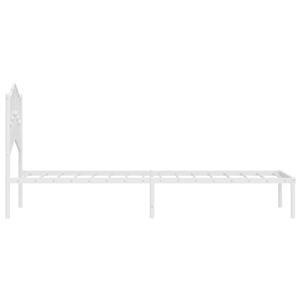 Letto singolo | Letto per adulti | Giroletto con Testiera Metallo Bianco 80x200 cm