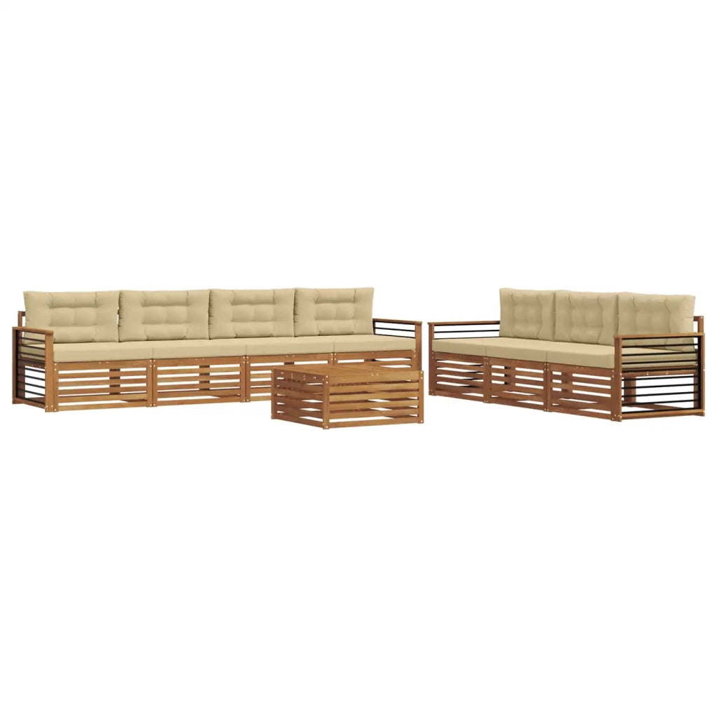 Set di divani da esterno con cuscino 8 pcs Naturale e Beige 3373153