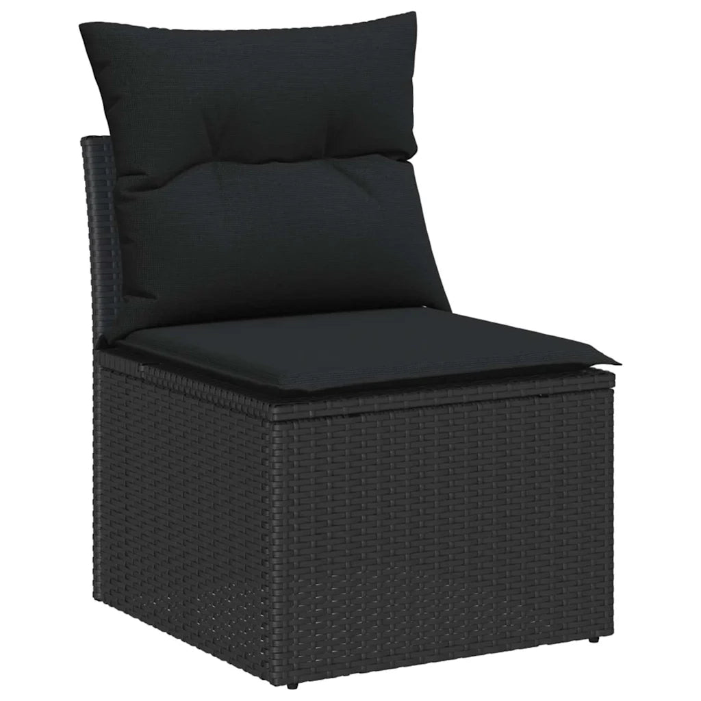 Set Divano da Giardino con cuscino 7 pcs Nero Poly Rattan