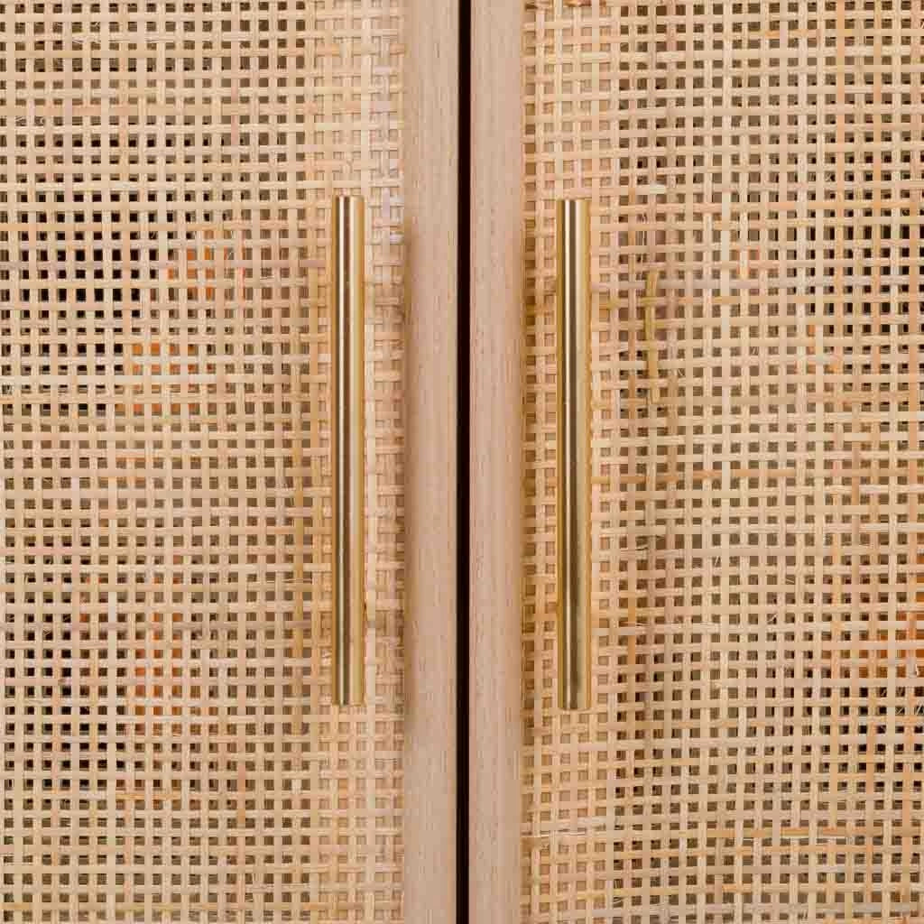 Specchio in MDF e griglia, marrone, 73,5x5x118 cm