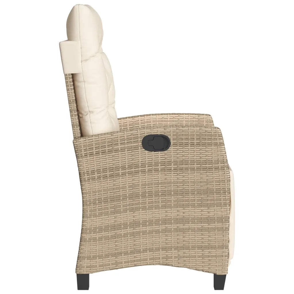 Sedia Reclinabile da Giardino con Poggiapiedi Beige Polyrattan 365236