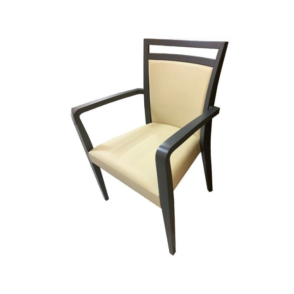 Poltrona in legno ecopelle Alpha colore beige