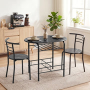 Set da pranzo 3 pezzi salvaspazio con ripiano in MDF nero effetto marmo