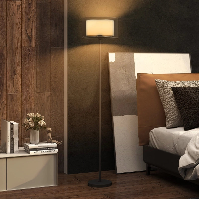 Lampada da terra con attacco E27, paralume in tessuto bicolore, lampada da terra con interruttore a pedale, adatta per soggiorno o camera da letto,
