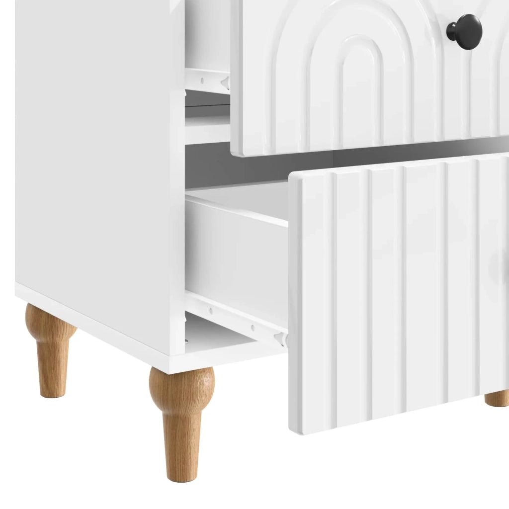 Set di 2 Comodini | Armadio da Notte | Mobiletto da notte Bianco Lucido 43 x 34,5 x 48 cm