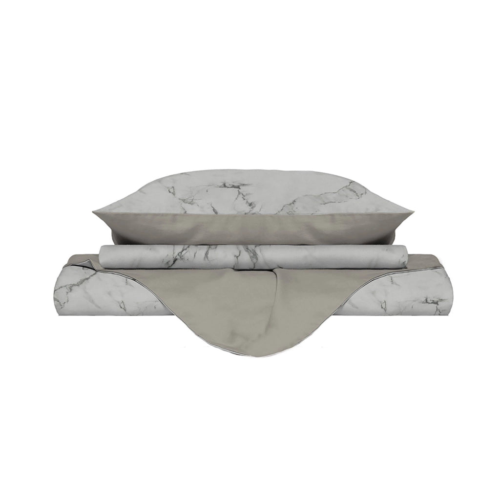 Copripiumino Matrimoniale con Federe Stampato in Microfibra Marble