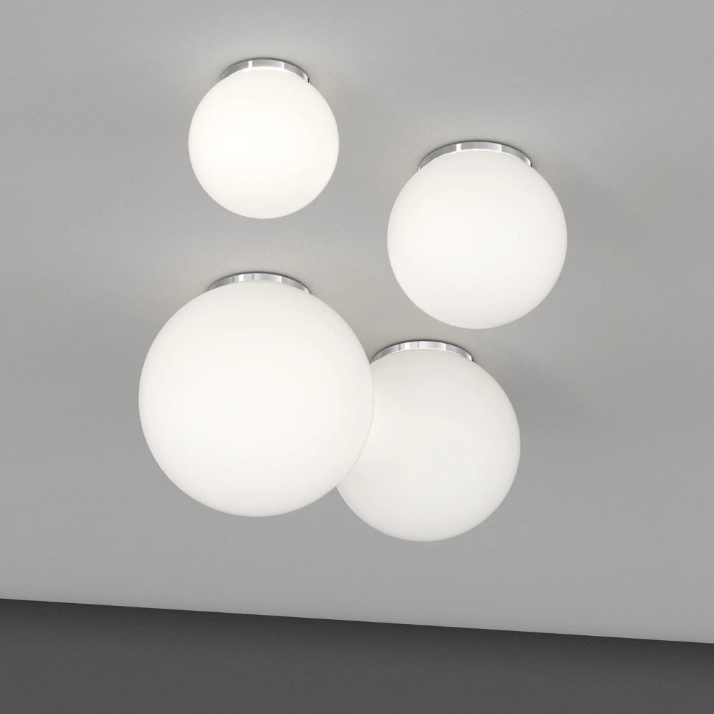 Plafoniera Contemporanea Mars Metallo Cromo Vetro Bianco 1 Luce E27 D20Cm