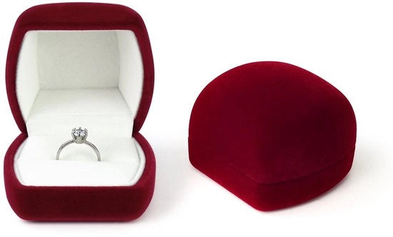 Box per l'anello in velluto - 6 x 6,5 cm - Scatola per l'anello in legno