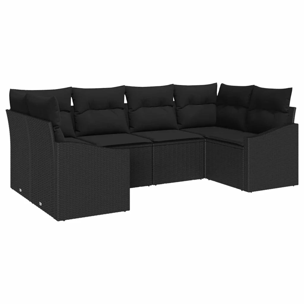 Set Divano da Giardino con archiviazione 6 pcs Nero polyrattan 3355532