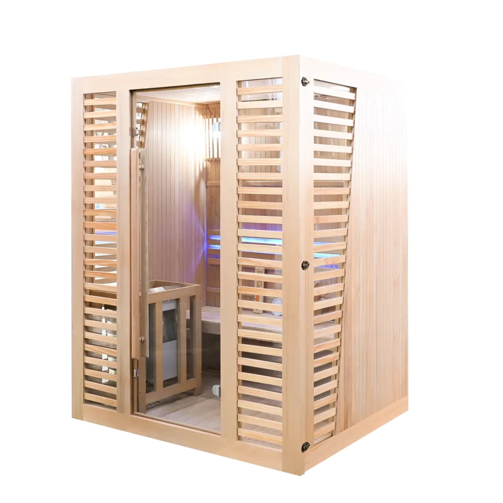 Sauna finlandese da interno 150x120cm h190cm in legno hemlock | Abisko