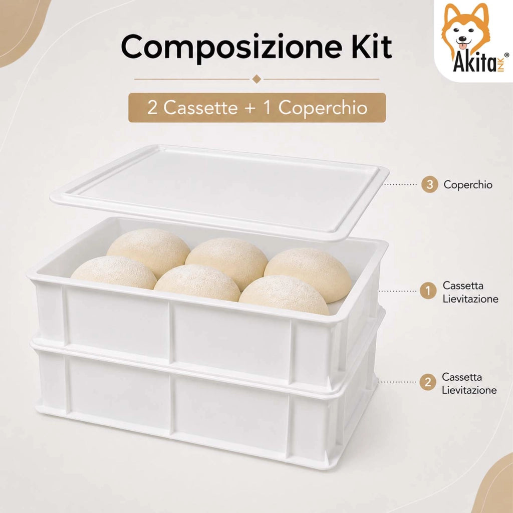 Akitaink Set 2 Portaimpasto per Lievitazione Pizza e Pane