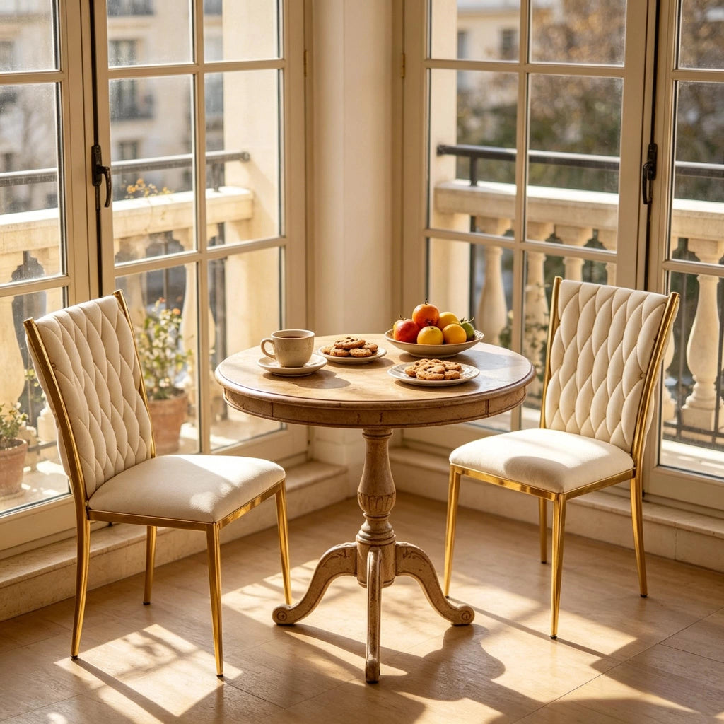 Sedia da Pranzo con Schienale Alto Ergonomico e Piedini Regolabili in Velluto Metallo Bianco Crema Oro