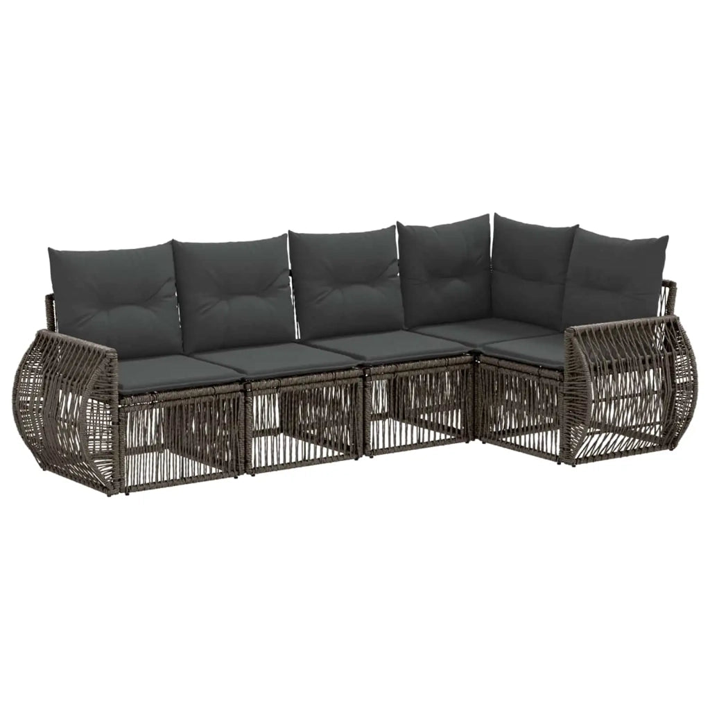 Set Divano da Giardino 5 pz Grigio e Grigio Scuro polyrattan 3435416
