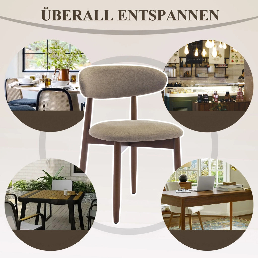 Set di 2 Sedie, Stile Moderno, Ideali per Sala da Pranzo e Cucina - Marrone