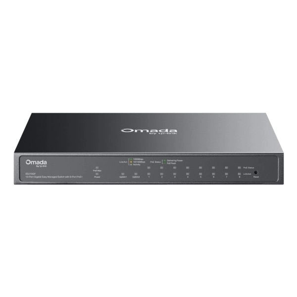Tp-link omada es210gp switch di rete gestito l2 gigabit ethernet (10/100/1000) supporto power over ethernet (poe) guida din nero - 168491
