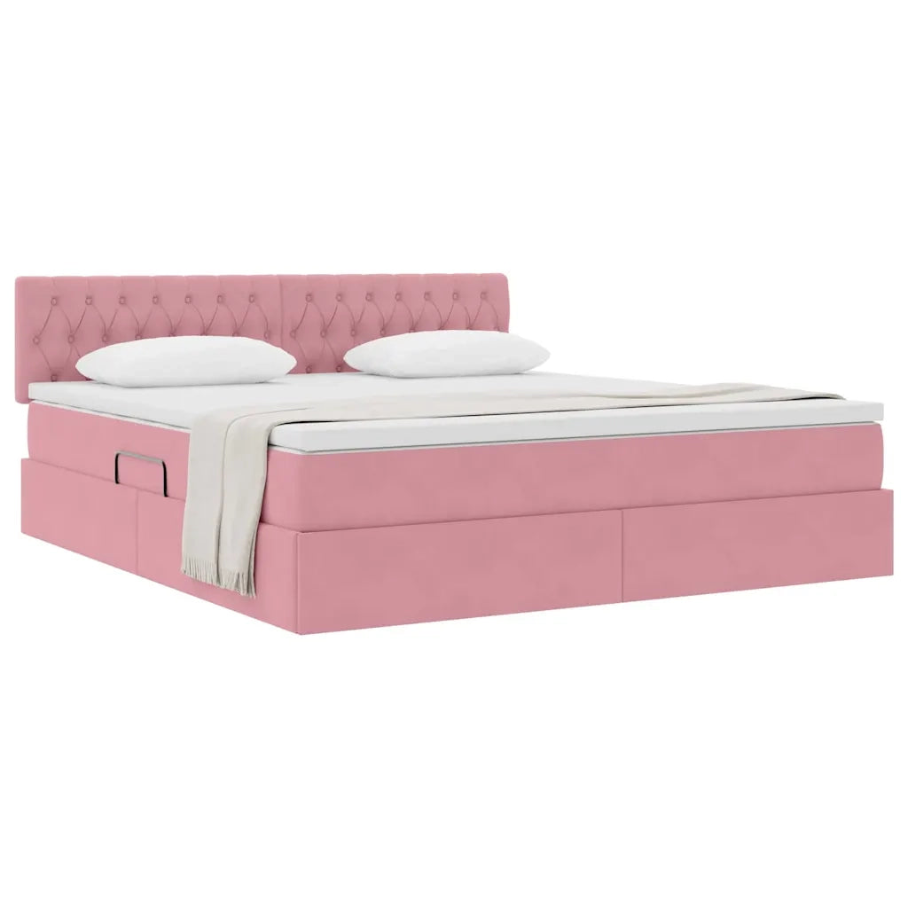 Letto con Contenitore con materasso Rosa 180 x 200 cm Velluto 3370838