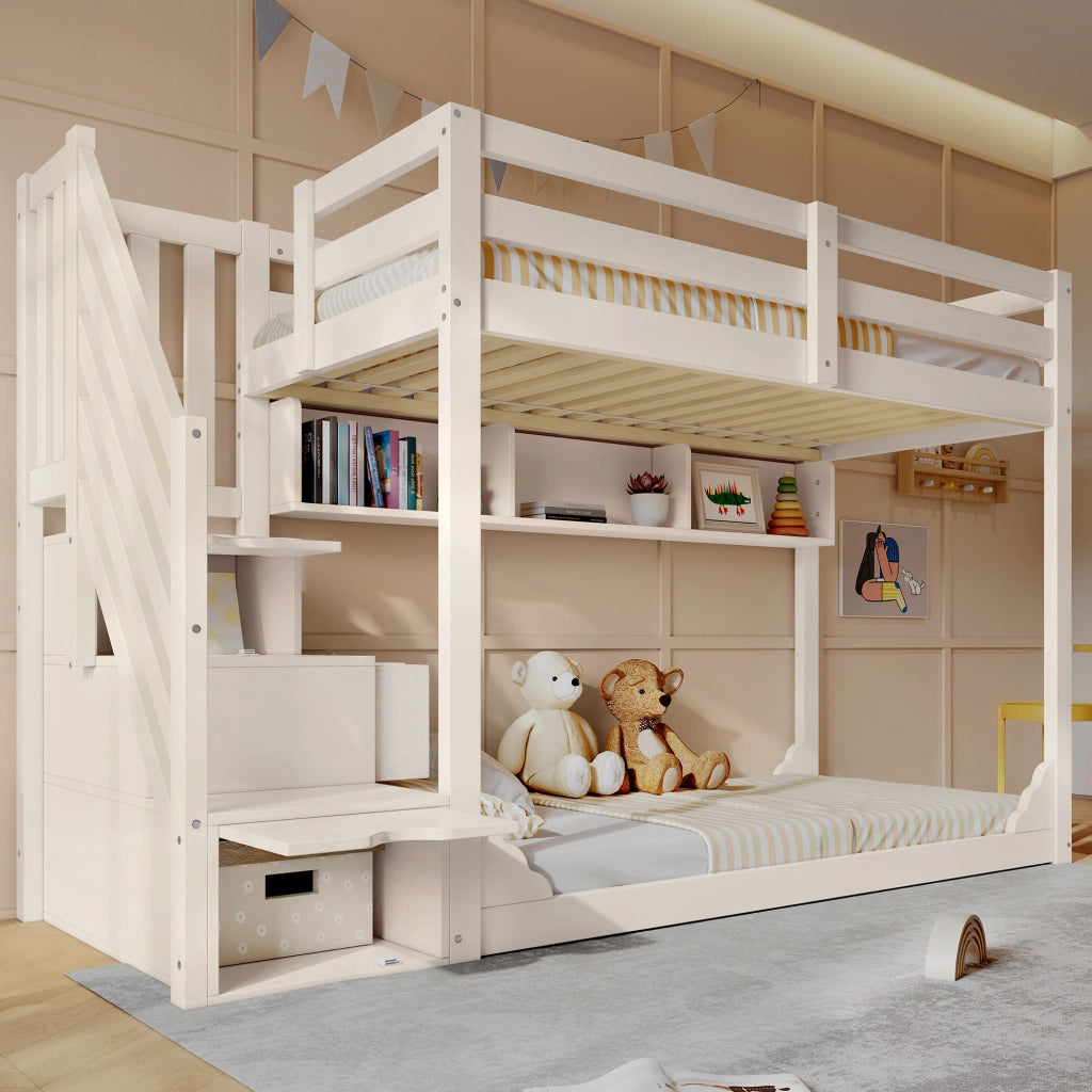 letto a castello legno bianco 90 x 200 cm