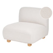 Modulo divano monoposto in tessuto bianco sporco gambe in legno stile moderno