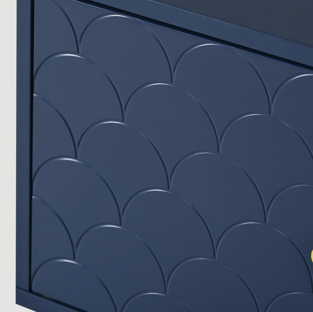 Set di 2 comodini 35x35x51 cm con ante in truciolare e metallo blu navy