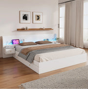Letto matrimoniale 180x200 cm con LED, USB e cassetti