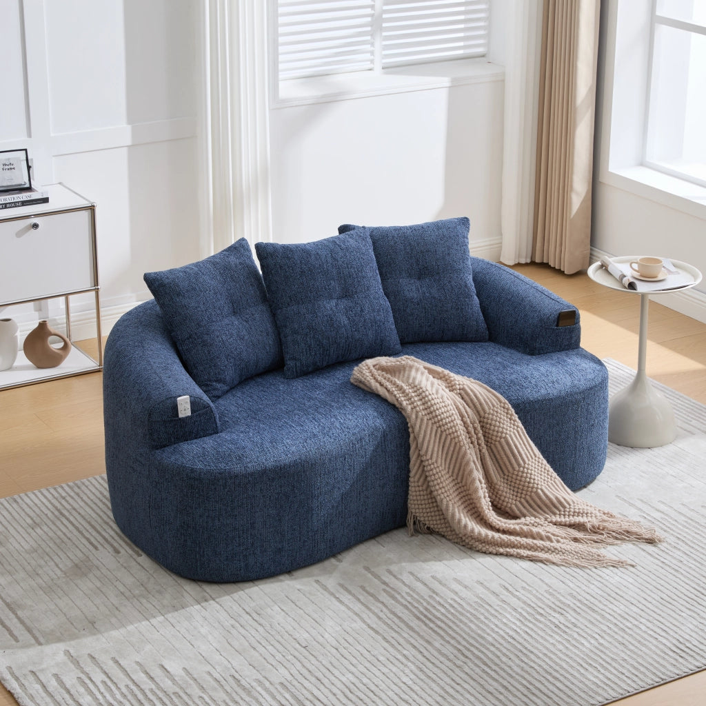 Divano 2 Posti Chenille con Cuscini ¨C MINIMAL ¨C Grigio/Beige, Morbido, Compatto