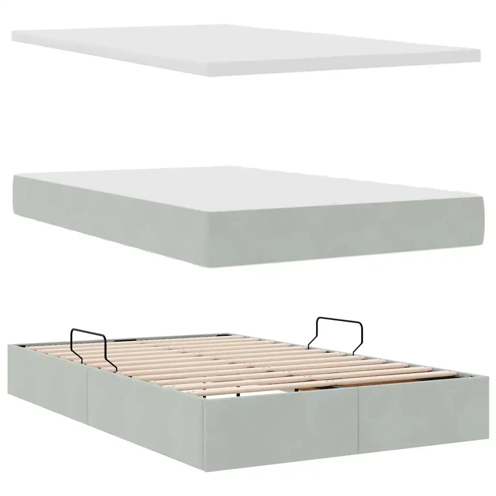 Letto con contenitore e materasso Grigio chiaro 120 x 200 cm 3370293