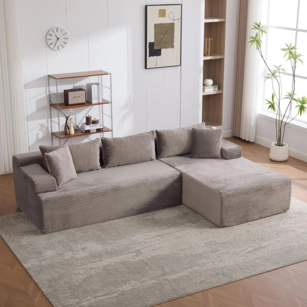 Divano modulare, divano compatto, tessuto chenille, schiuma ad alta elasticità 30D, base antiscivolo, 4 posti, grigio