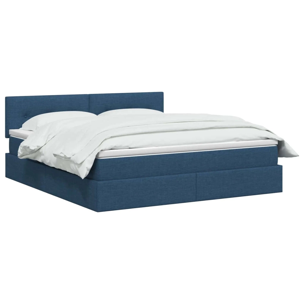 Letto con contenitore LED e materasso Blu 140 x 190 cm Tessuto 3459065