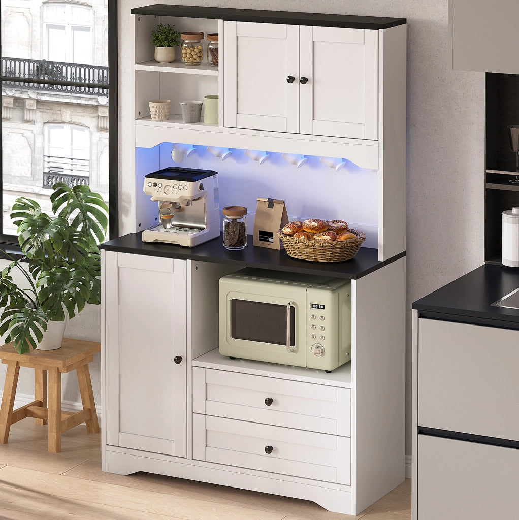 ARMADIO Cucina 100x40x163 cm Bianco con LED, Presa e USB