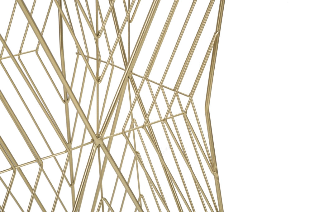Tavolino Soggiorno Lines 4 50x50x100 cm in Ferro e Specchio Oro