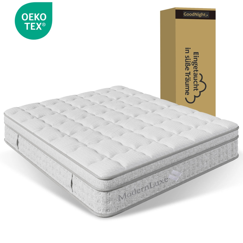 Materasso 140x200 cm H3 a 7 zone con molle insacchettate e schiuma fredda, rivestimento bianco