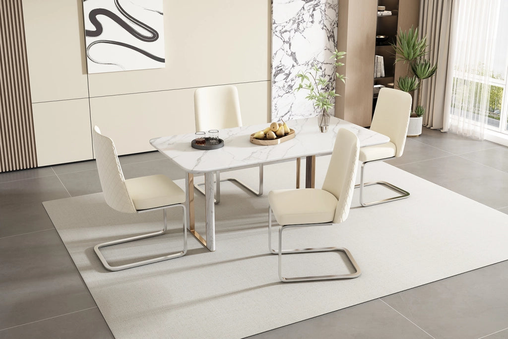 SEDIA da pranzo in velluto beige e silver, Set da 6 pezzi
