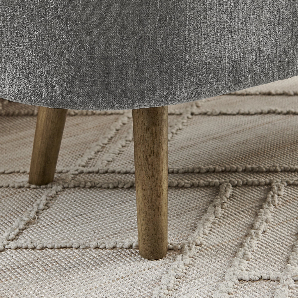 Panca contenitore ovale 110x40x42 cm con vano da 20 L in ciniglia grigio scuro