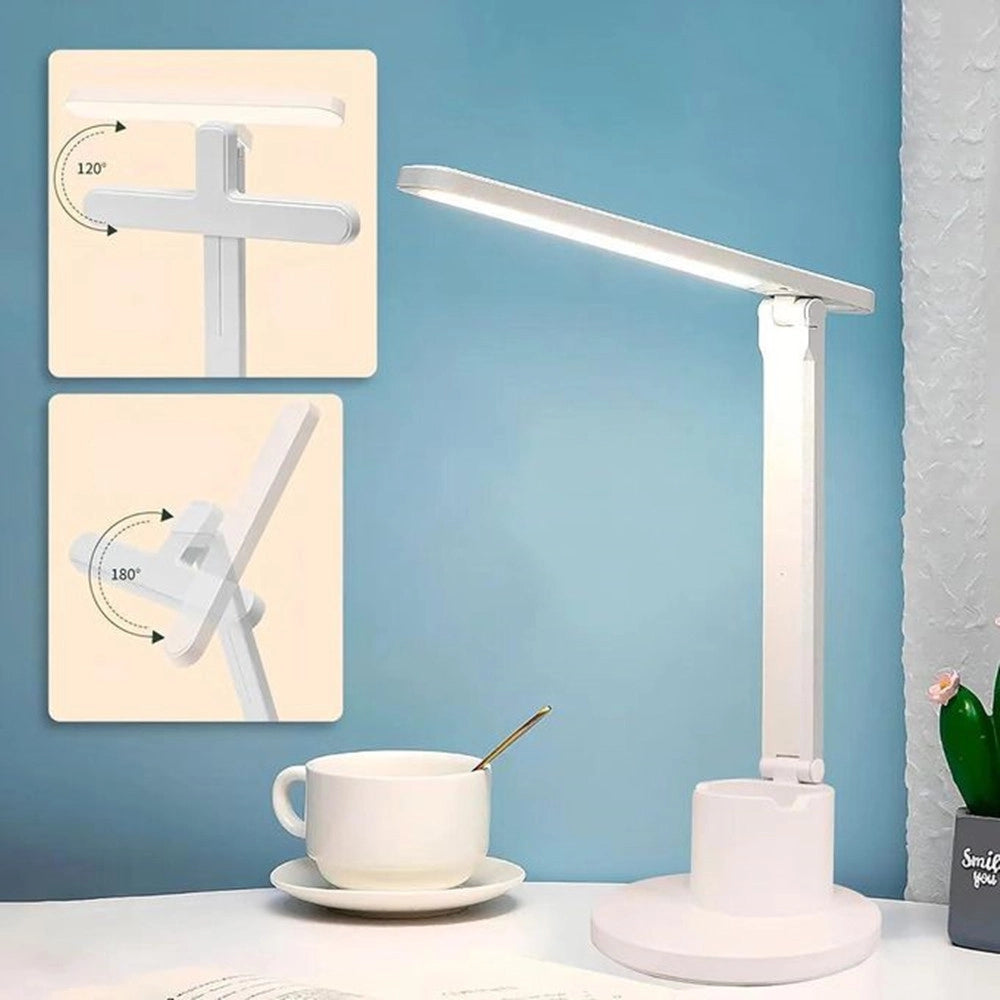 Trade Shop - Lampada Da Scrivania A Led Ricaricabile Usb Touch Con Supporto Per Telefono Penna Le-335 -