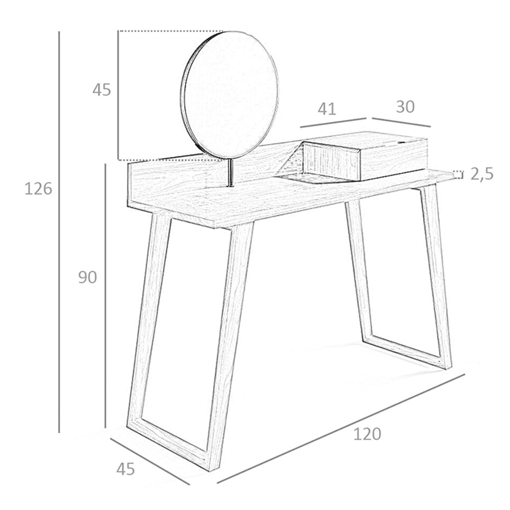 Tavolino da toilette in noce con specchio