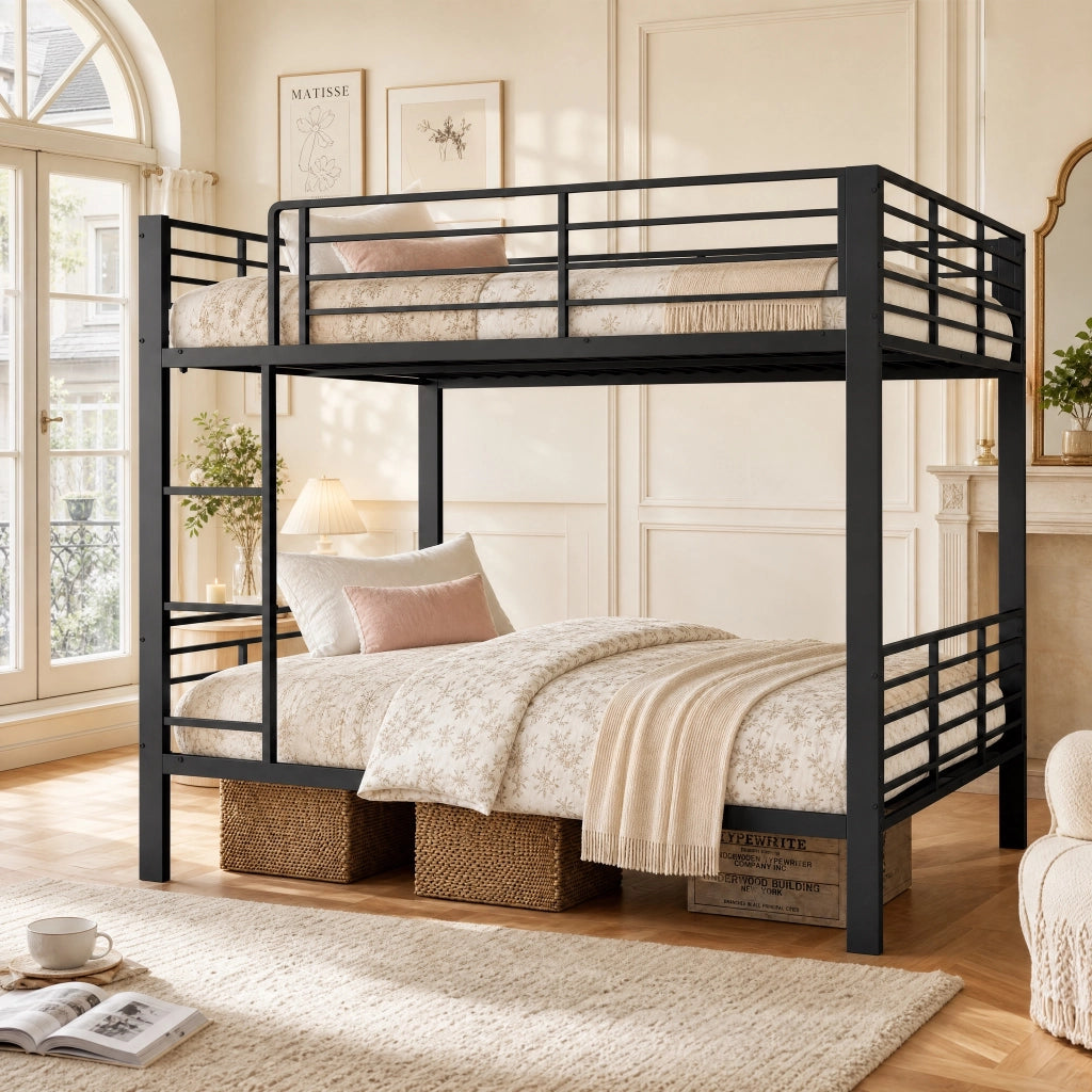 letto a castello metallo nero 100 x 200 cm