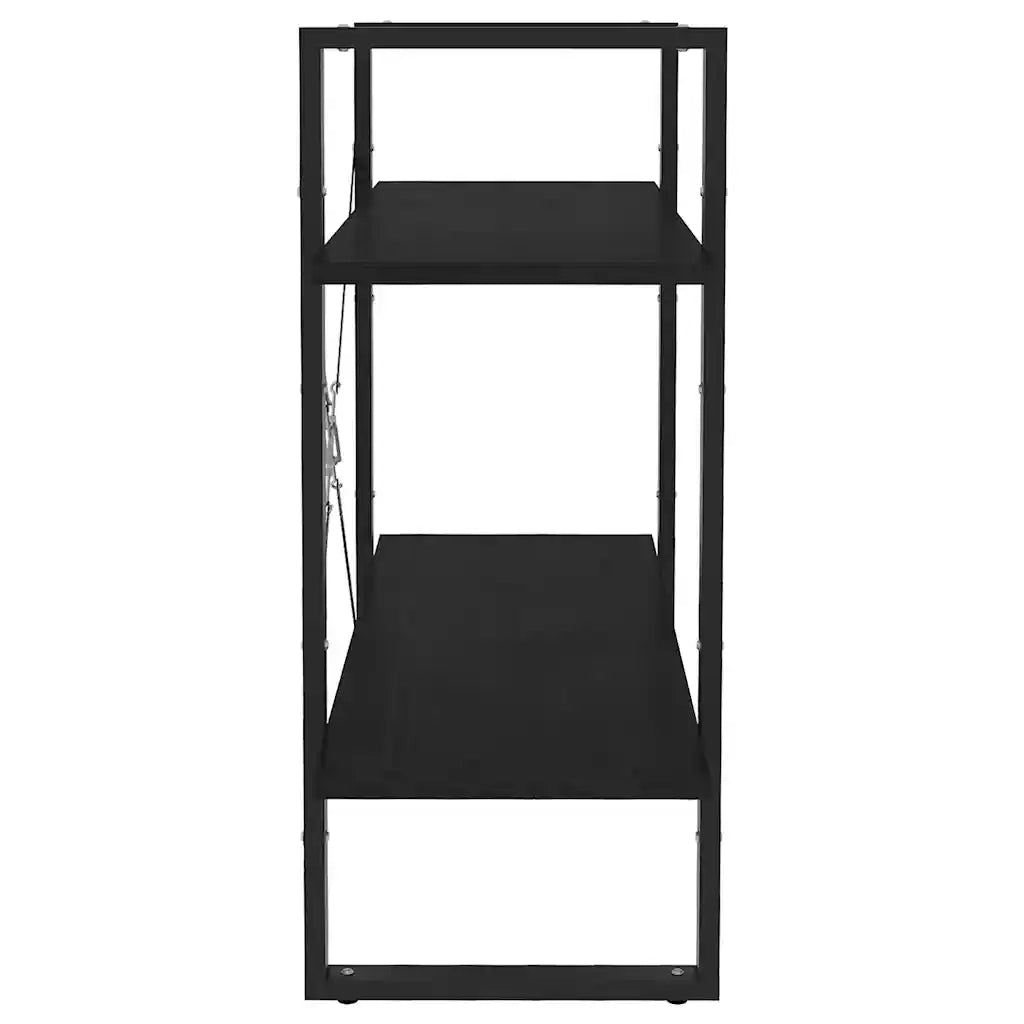 Libreria a 2 Ripiani-Scaffale per Libri-Mobile di Stoccaggio Nera 80x30x70 cm in Massello di Pino