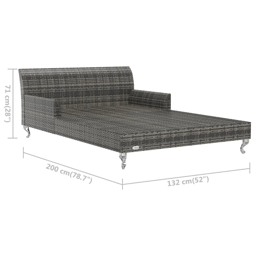 Lettino Prendisole per 2 Persone con Cuscini Polyrattan Grigio 48131