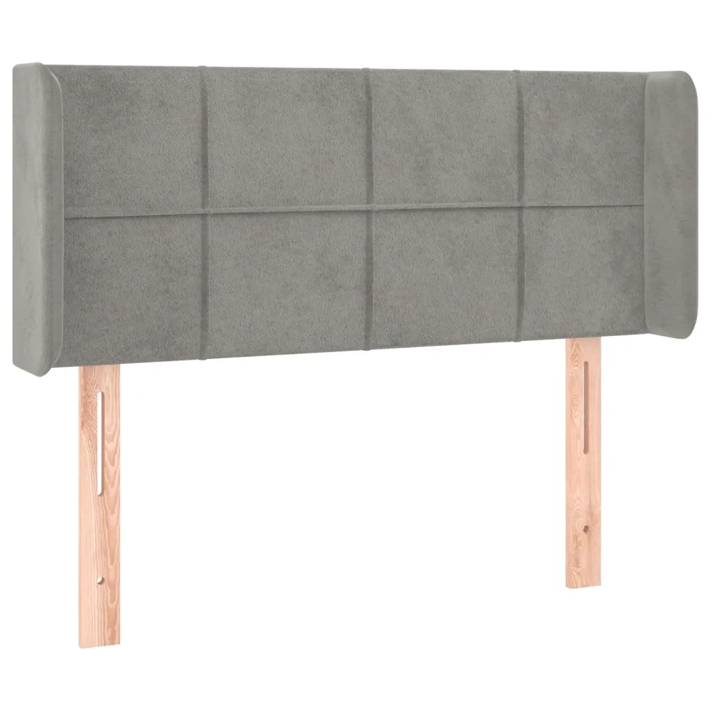 Testiera | Testata ad Orecchio Grigio Chiaro 93x16x78/88 cm in Velluto