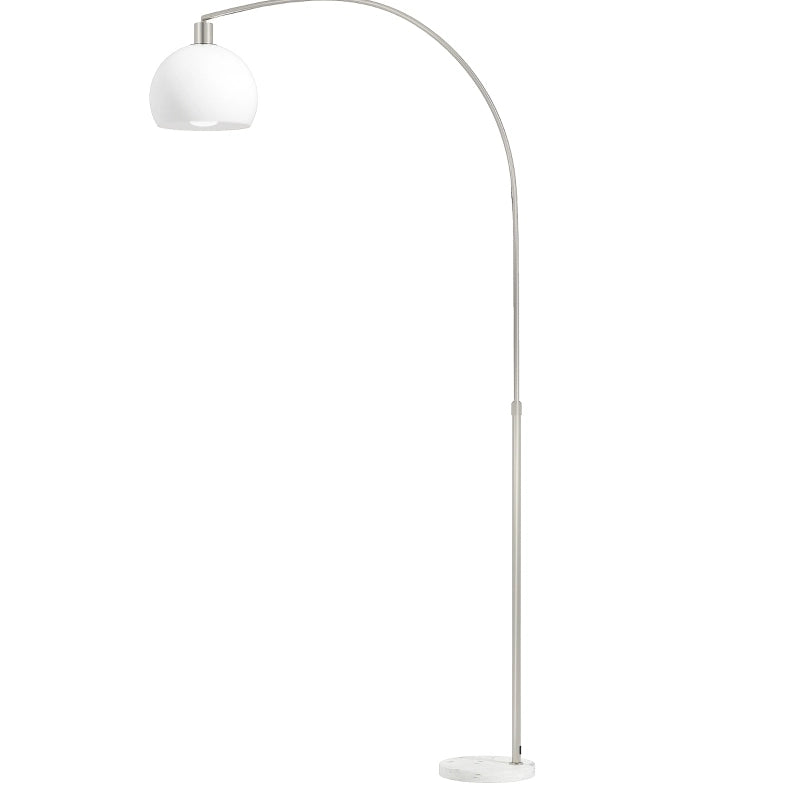 Lampada da terra ULEVR 180 cm con testa curva, interruttore a pedale e attacco E27, bianca