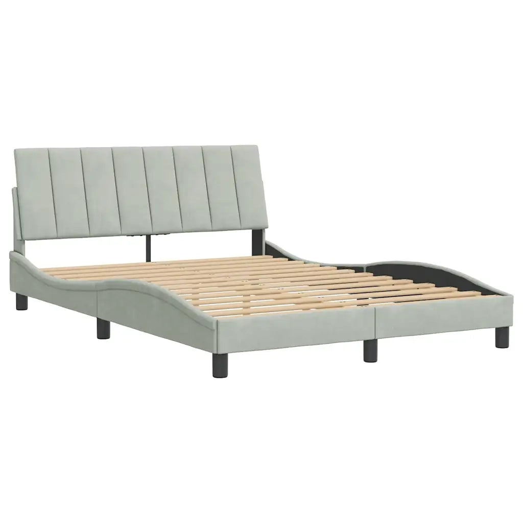 Giroletto senza Materasso-Struttura Letto Hanko Grigio Chiaro 140x200 cm Velluto