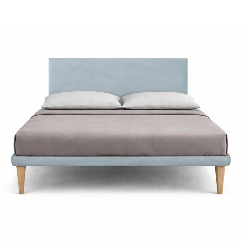 Letto imbottito Matrimoniale 160x200 cm Flat - Con rete,Microfibra,Azzurro