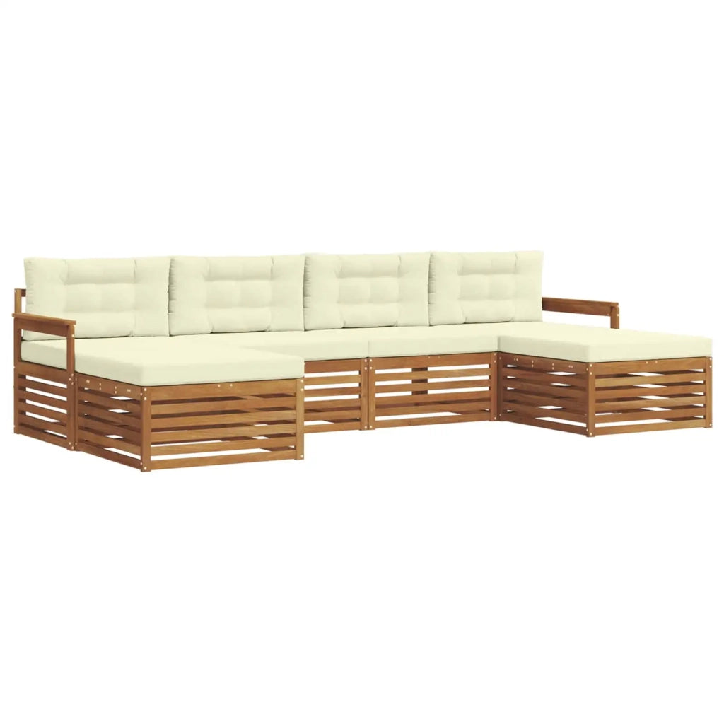 Set divani 6 pcs Naturale e Crema Legno di Acacia Massello 3373885