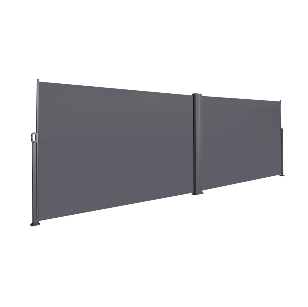 Tenda Laterale Estensibile 200x600 cm per Balcone, Giardino e Terrazza, Protezione Solare e Vento, Colore Grigio