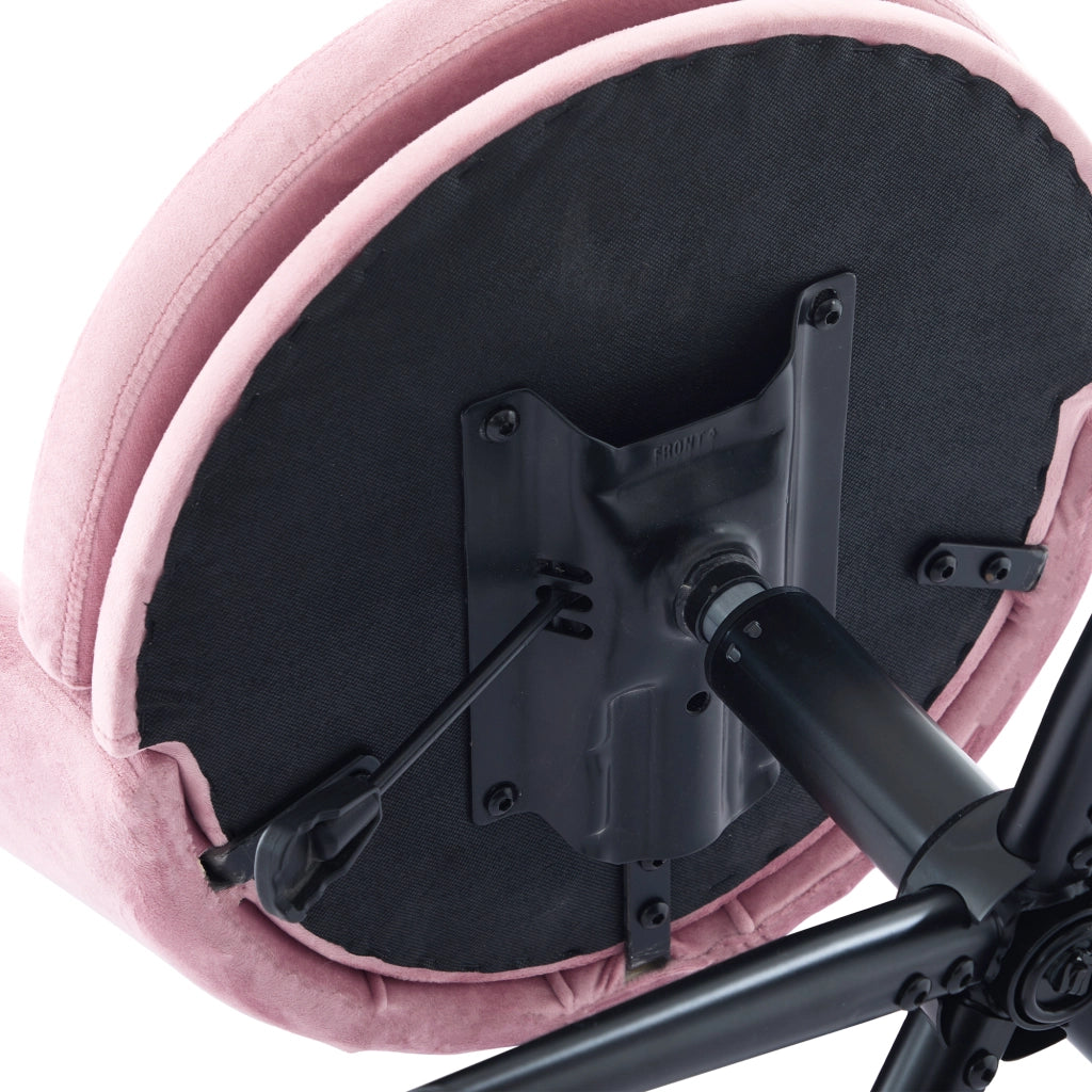 Sedia girevole regolabile in altezza in velluto rosa con cuscino lombare