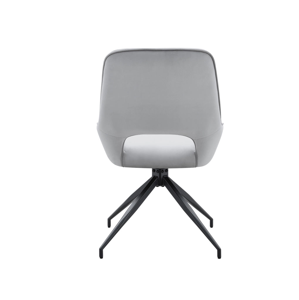 Set 2 sedie da pranzo girevoli a 360° in velluto grigio chiaro con braccioli HOMVRA