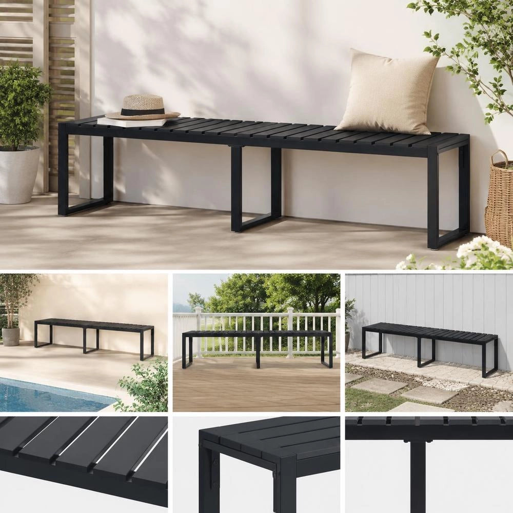 Garden Bench 180 Cm PS Board Black